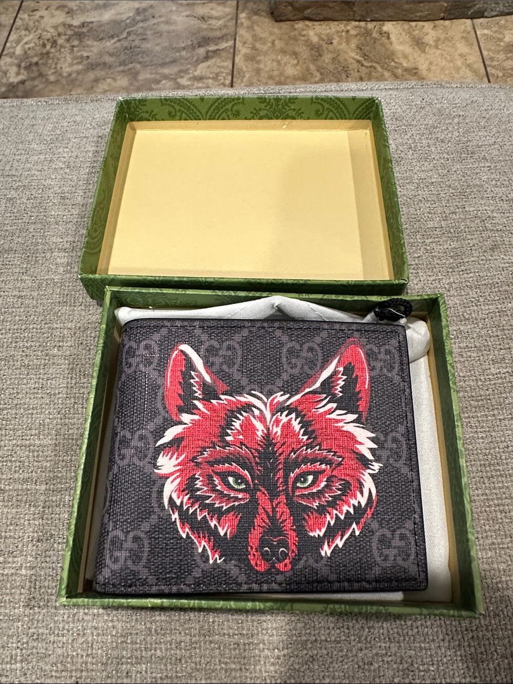 Men’s Black Wallet with Red Fox Motif